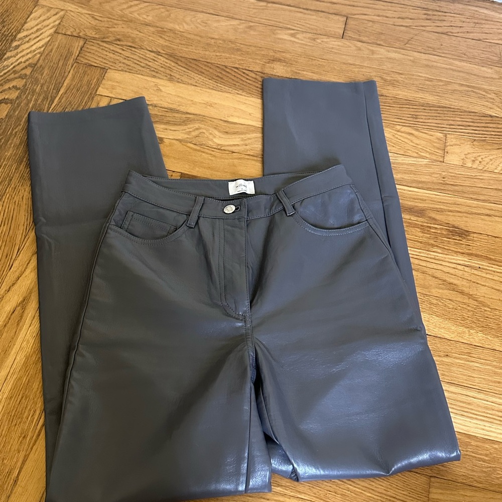 Aritzia Gray Leather Pants